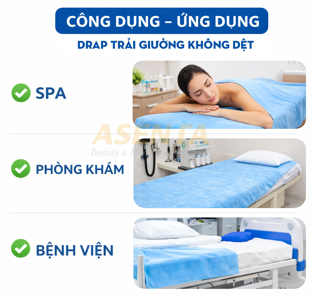 Drap trải giường y tế vải không dệt