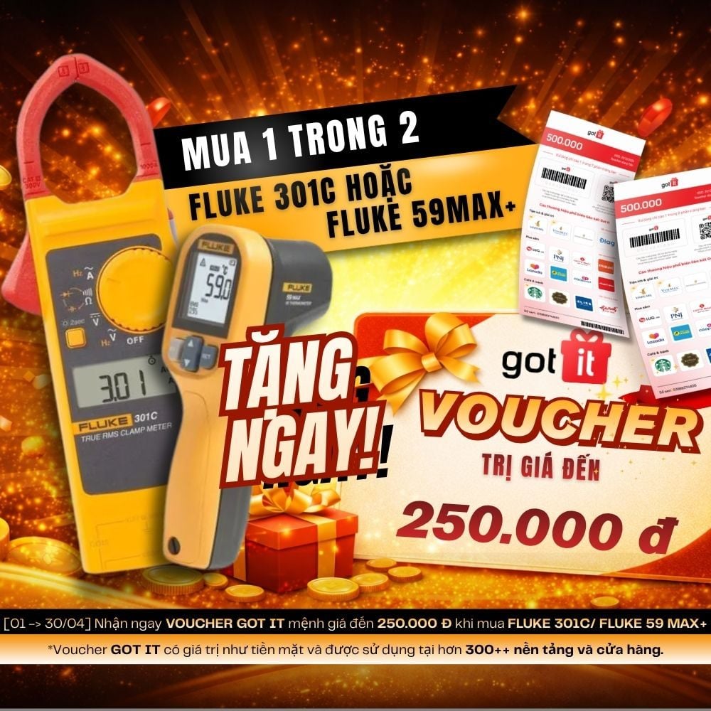 Tặng Voucher mua sắm Got It khi mua FLUKE chính hãng