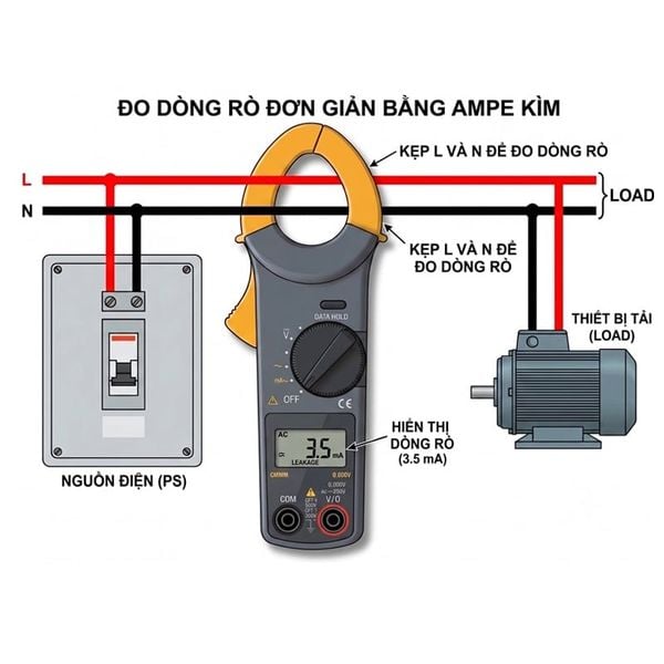 Cách đo dòng rò bằng Ampe kìm thường