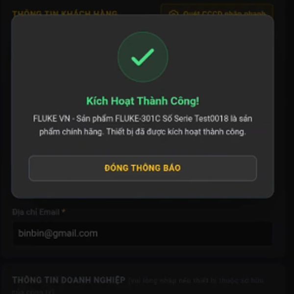 Các bước Kich hoạt bảo hành và Kiểm tra sản phẩm FLUKE chính hãng