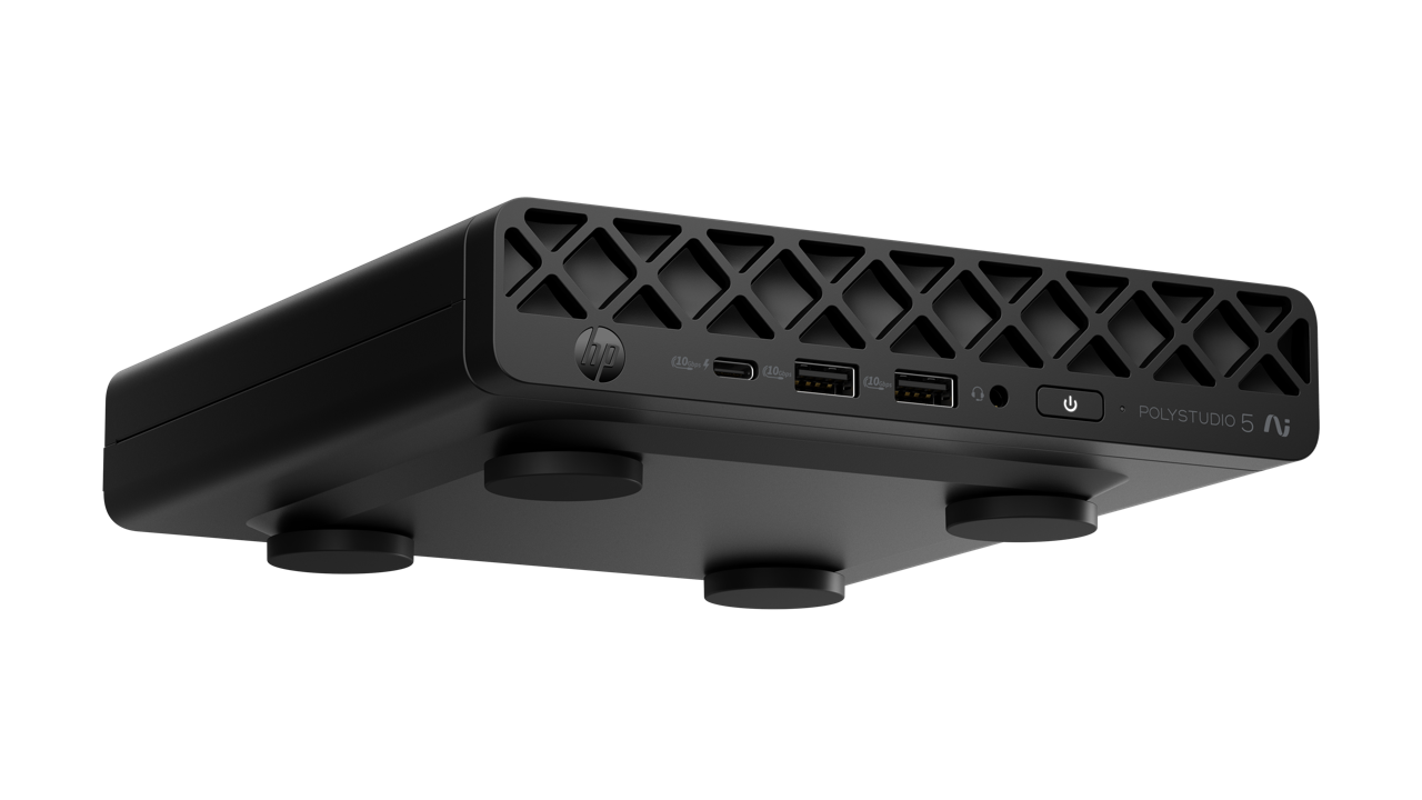 Máy tính hỗ trợ họp trực tuyến HP Poly Studio 5 Room Compute tối ưu cho Microsoft Teams Rooms. Vi xử lý Intel mạnh mẽ, bảo mật HP Wolf, vận hành 24/7. Tích hợp Windows 11 IoT, Poly Lens (Studio App) quản lý tập trung.