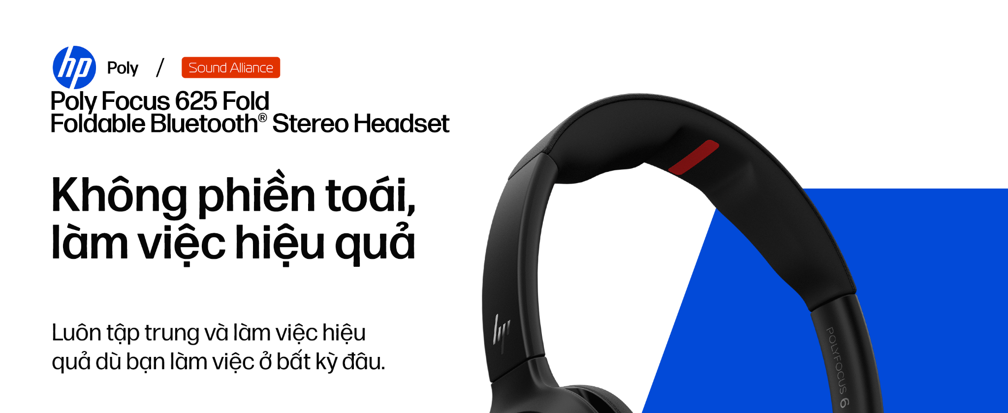 Tai nghe ANC Bluetooth cao cấp HP Poly Focus 625 Fold