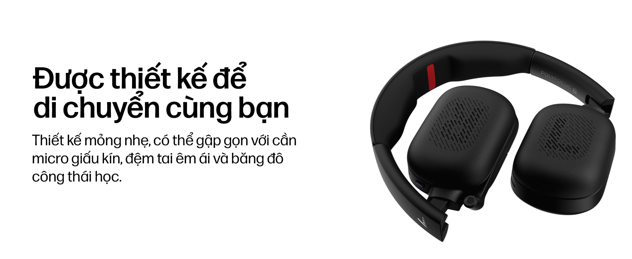 Tai nghe ANC Bluetooth cao cấp HP Poly Focus 625 Fold