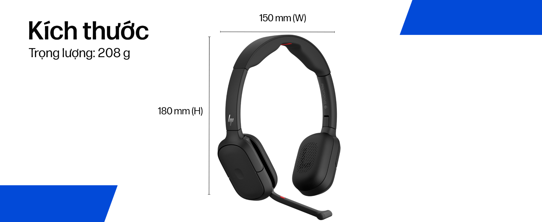 Tai nghe ANC Bluetooth cao cấp HP Poly Focus 625 Fold