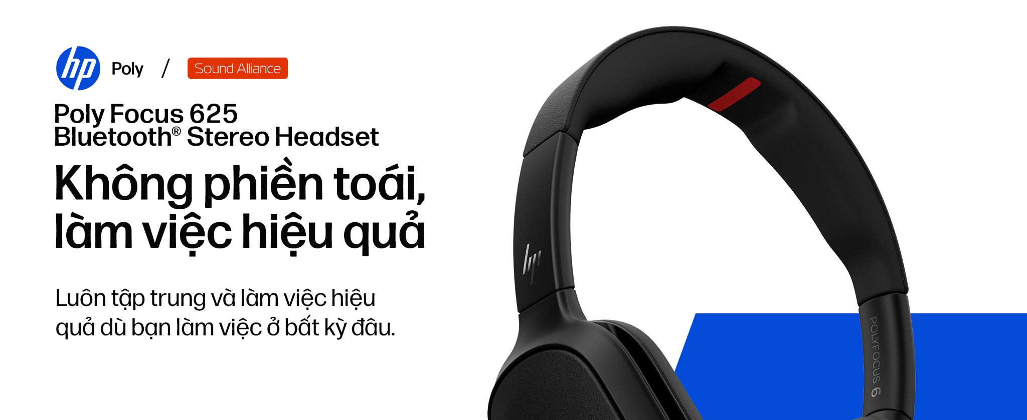 Tai nghe ANC Bluetooth cao cấp HP Poly Focus 625
