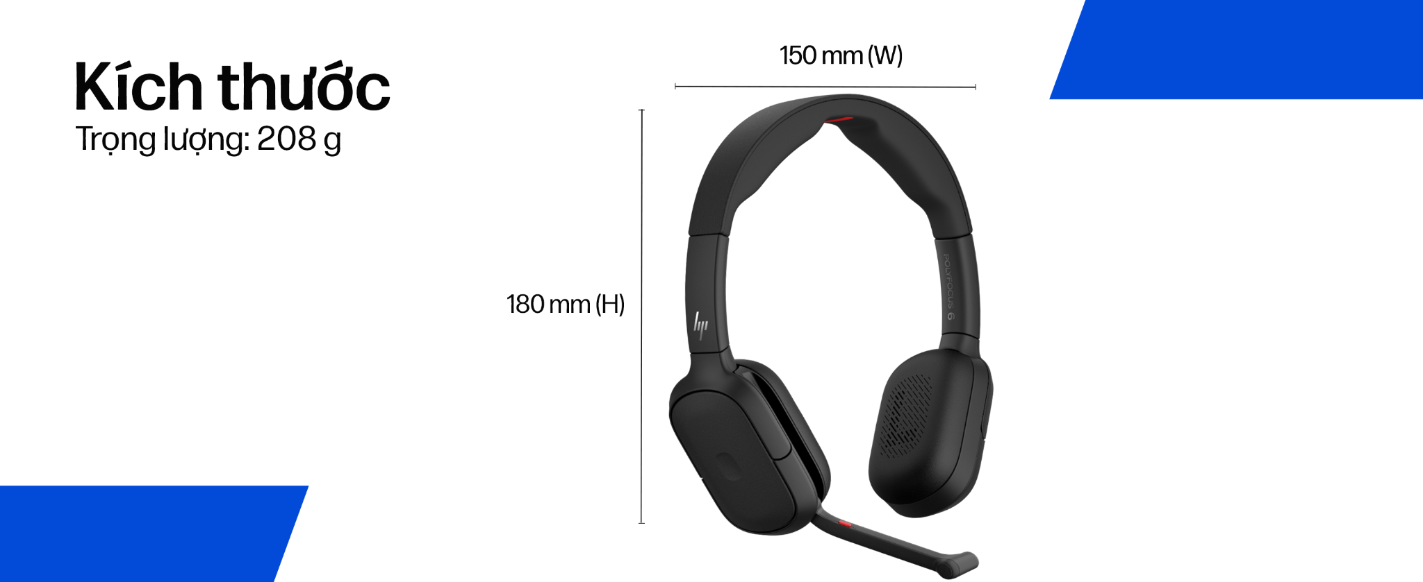 Tai nghe ANC Bluetooth cao cấp HP Poly Focus 625