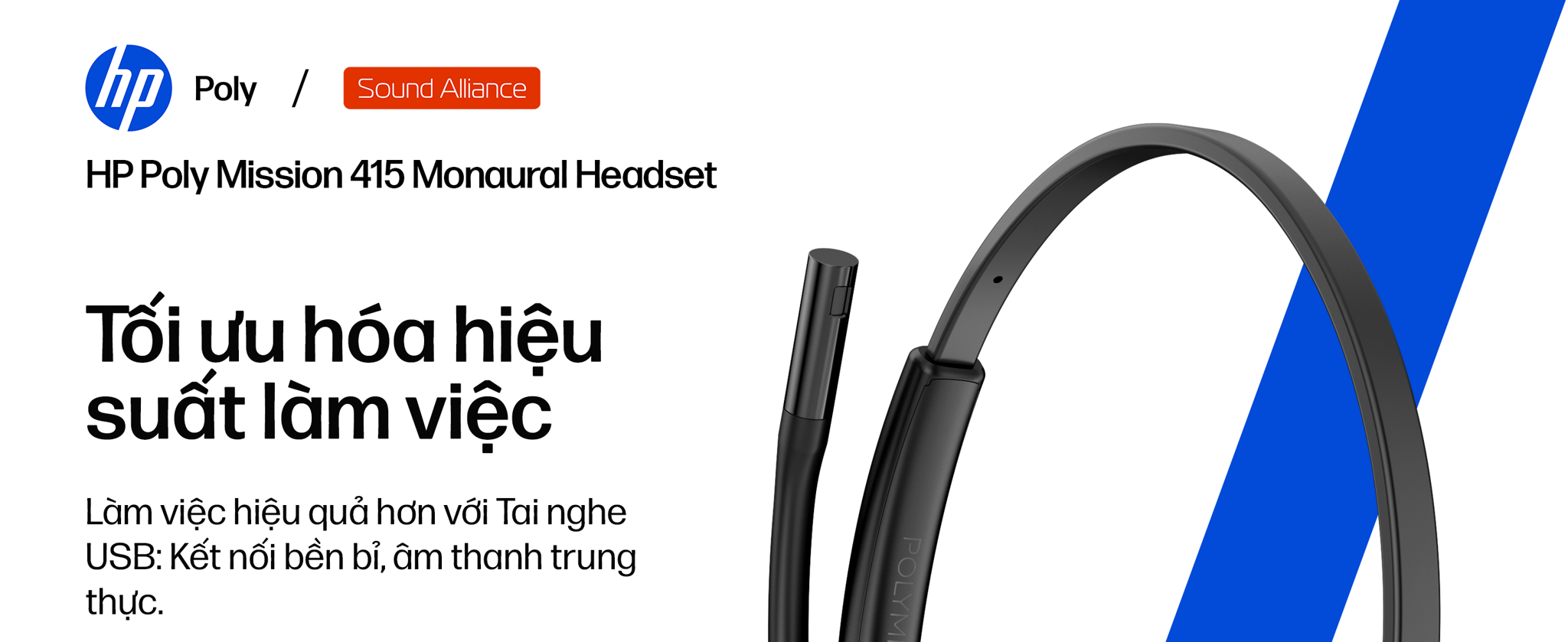 Tai nghe có dây USB một bên tai thế hệ mới HP Poly Mission 415 (HP SKU: C01B2A6)