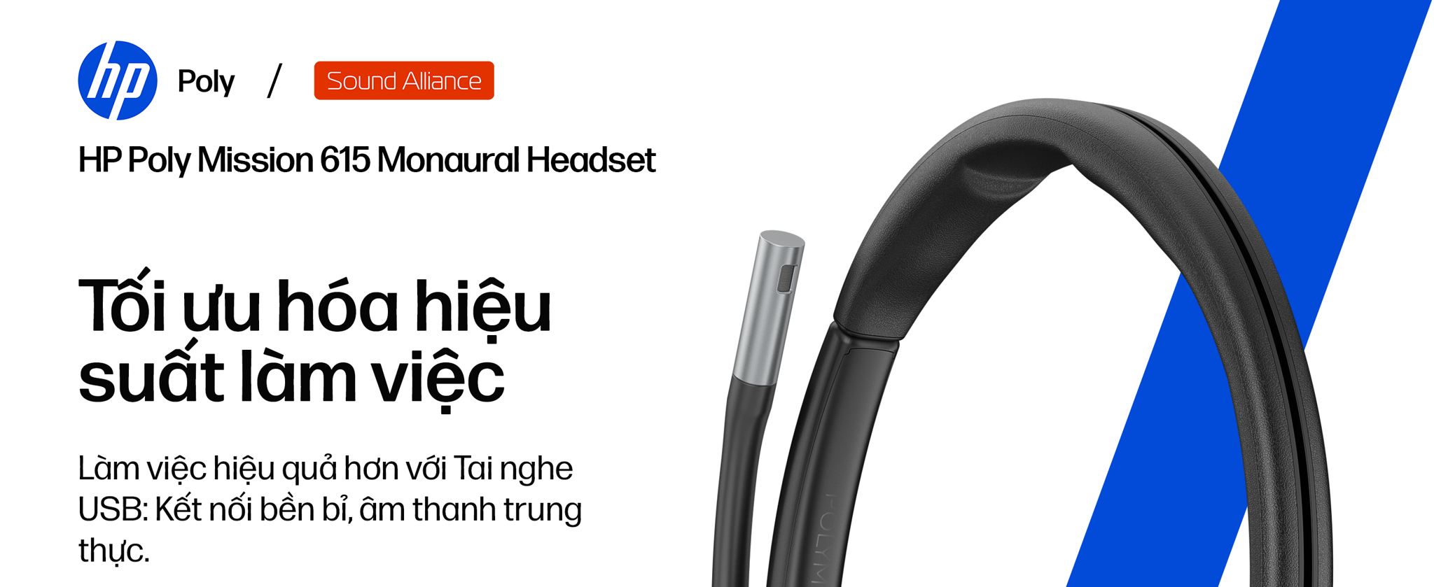 Tai nghe có dây USB một bên tai thế hệ mới HP Poly Mission 615 (C01C3A6)
