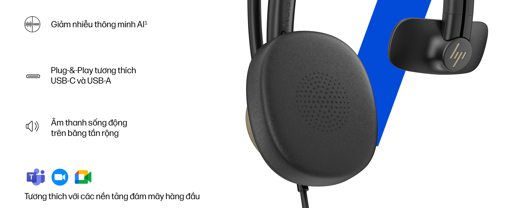 Tai nghe ANC có dây một bên tai USB HP Poly Mission 815