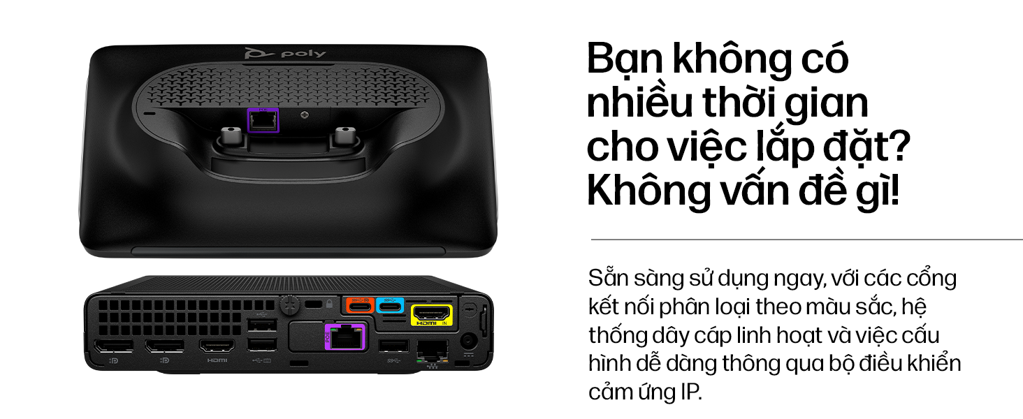 Bộ máy tính họp trực tuyến HP Poly Studio Base Kit G9 Plus for Microsoft Teams HP Mini IP PC w/TC10