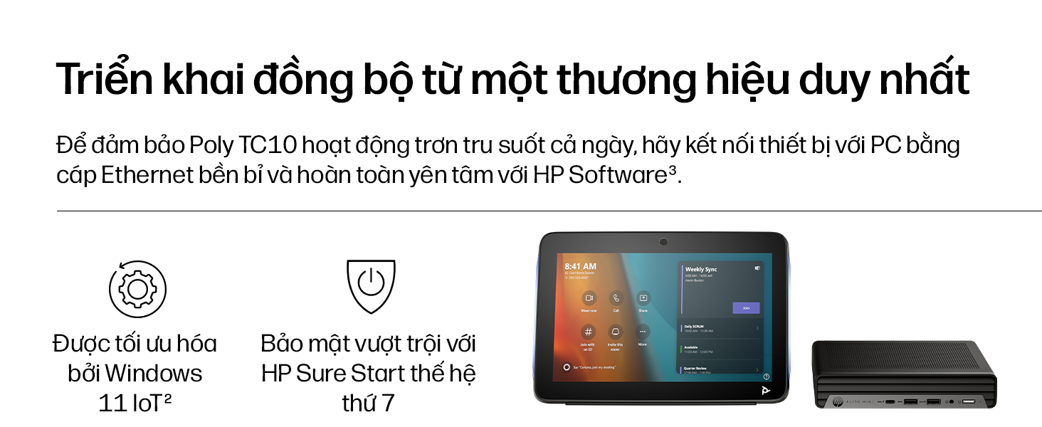 Bộ máy tính họp trực tuyến HP Poly Studio Base Kit G9 Plus for Microsoft Teams HP Mini IP PC w/TC10
