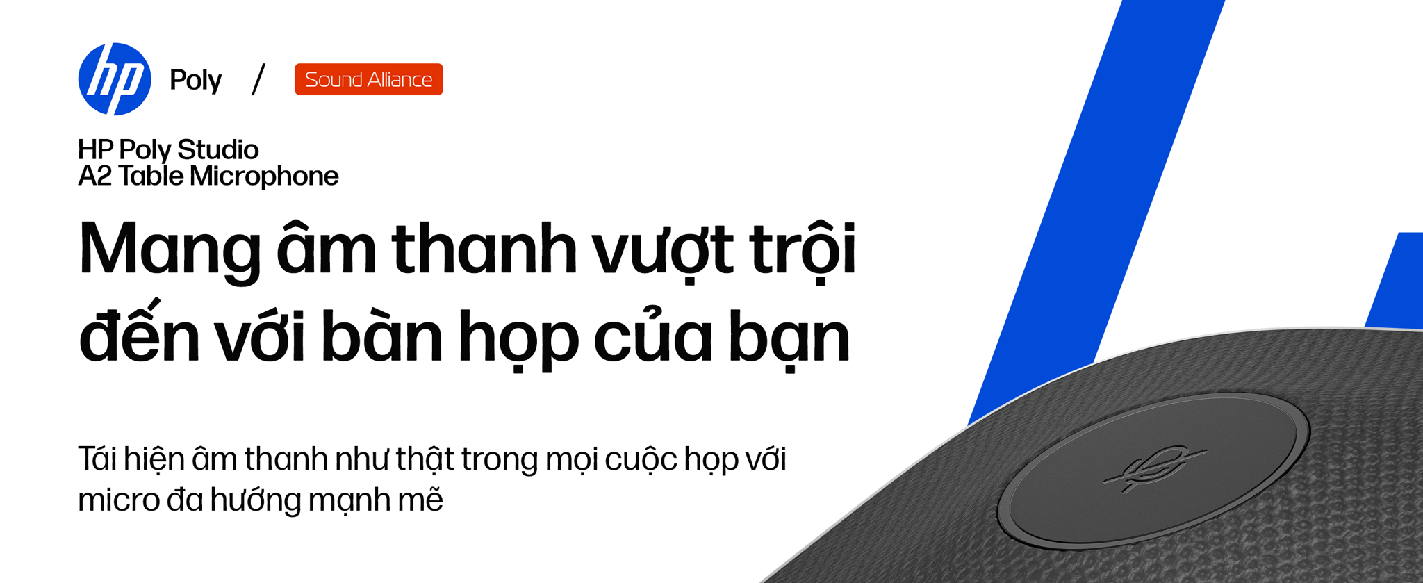 Hệ thống Microphone mở rộng Poly Studio A2 là giải pháp mới nhất được HP Poly cho ra mắt vào tháng 06.2025 với thiết kế hoàn toàn khác biệt đi kèm phương thức kết nối hoàn toàn mới trong hệ sinh thái các sản phẩm của Poly mà chúng ta đã biết đến&nbsp;trước đây, đó là&nbsp;chuẩn cáp kết nối JST - Phoenix.
