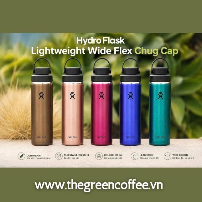 Bộ sưu tập mới Hydro Flask cho dòng Lightweight Wide Flex Chug Cap