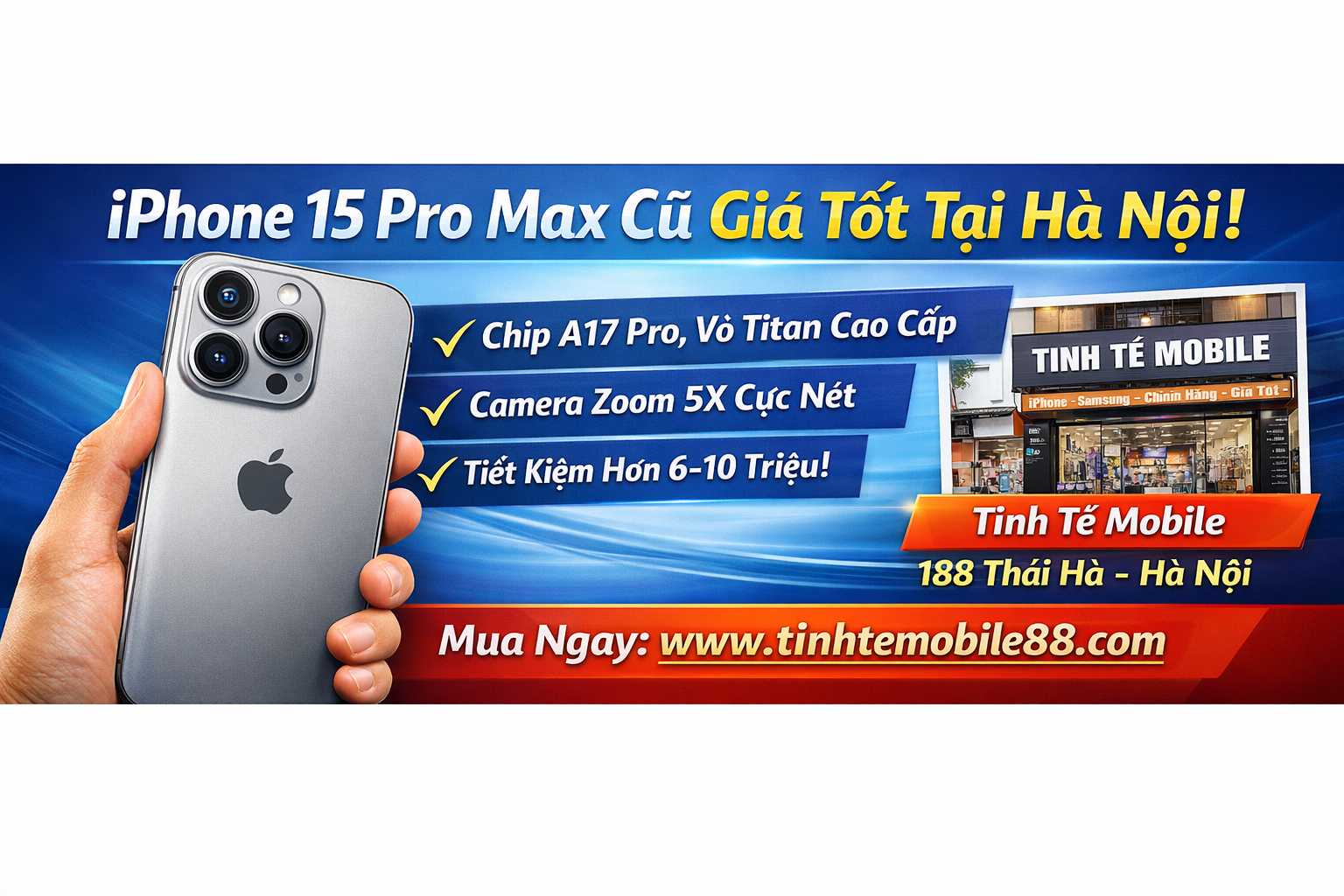 iPhone 15 Pro Max cũ – Lựa chọn “đáng tiền” nhất năm 2026 tại Hà Nội