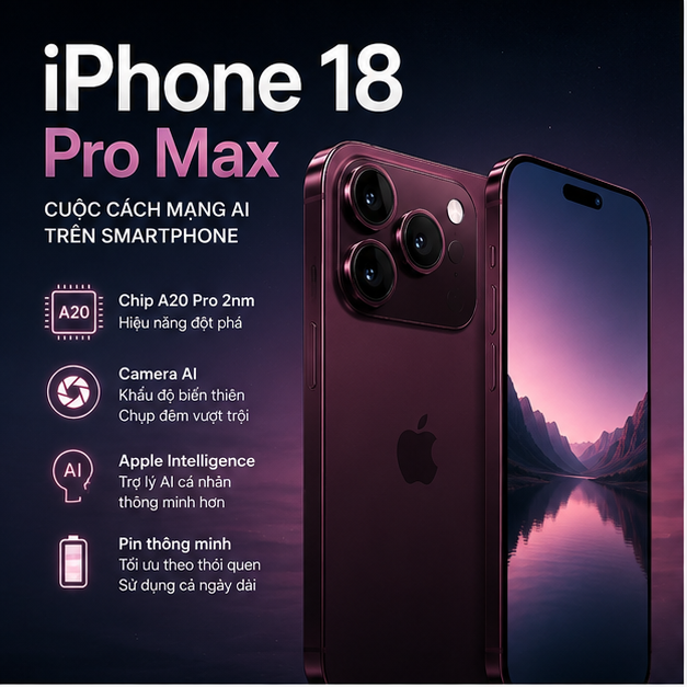 iPhone 18 Pro Max hé lộ diện mạo mới: Đẹp hơn, mạnh hơn và thông minh hơn