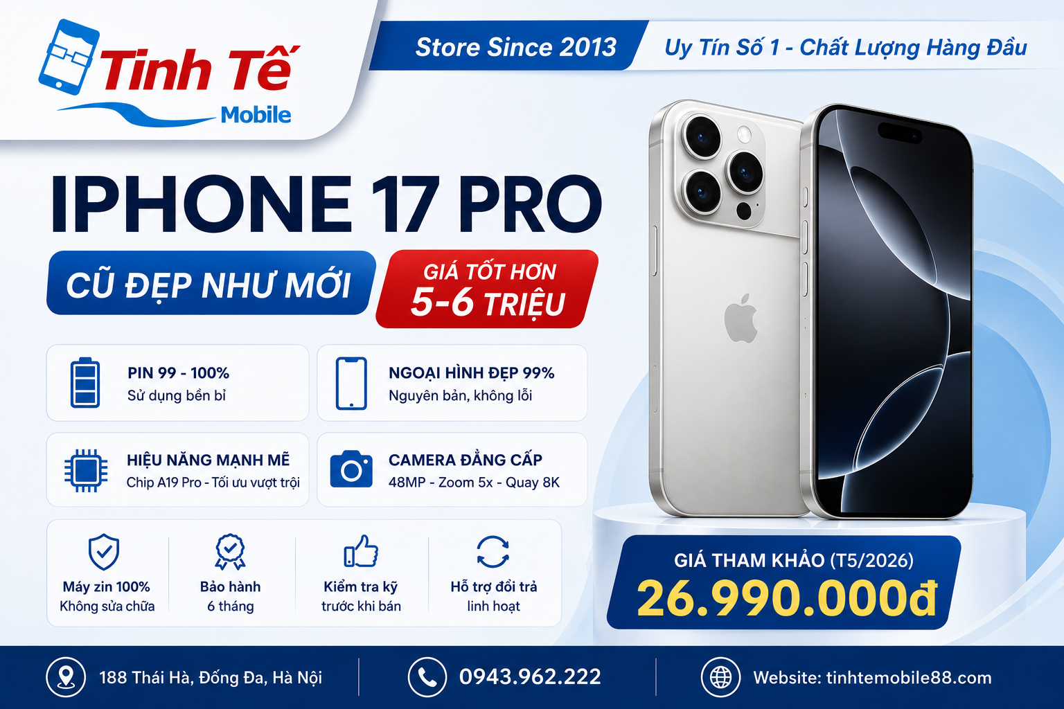 Đánh Giá iPhone 17 Pro Cũ: Mạnh Như Mới, Giá Tốt Hơn, Mua đâu uy tín?