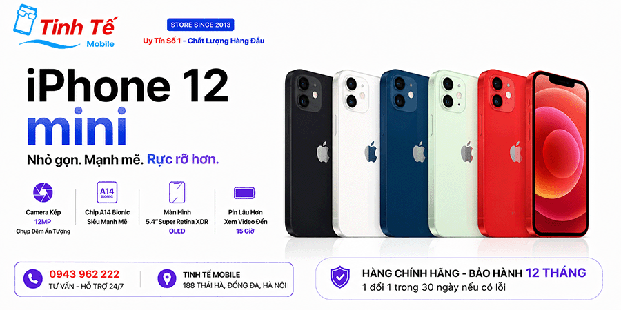 iPhone 12 mini Cũ hà nội (Zin Đẹp 99% - Giá Rẻ - Trả góp 0Đ)