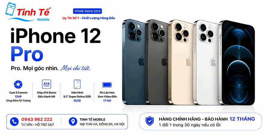 iPhone 12 Pro Cũ Hà Nội (Giá Rẻ, Zin Đẹp 99, Pin 100)