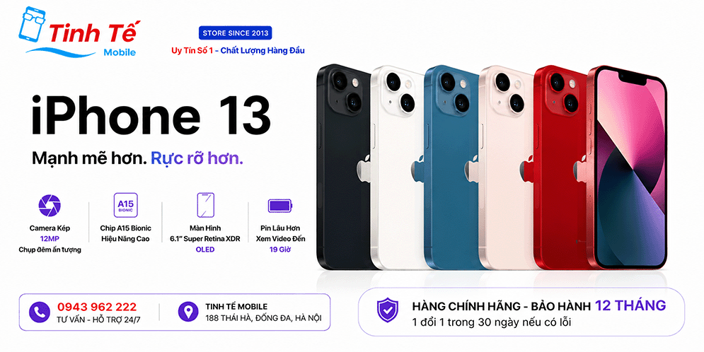 iPhone 13 cũ & mới chính hãng giá rẻ Hà Nội - bảo hành 12 tháng