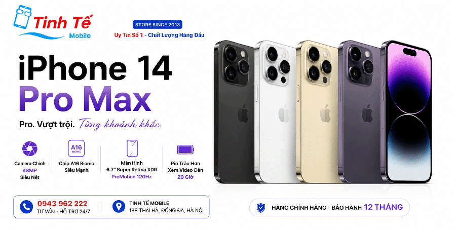 iPhone 14 Pro Max Cũ Hà Nội (Giá Rẻ, Zin Đẹp 99, Pin 100)