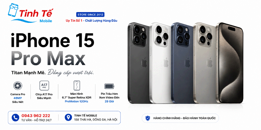 iPhone 15 Pro Max Cũ 99% (Pin 100 Fullbox) - Mới 100% Giá Rẻ ở Hà Nội