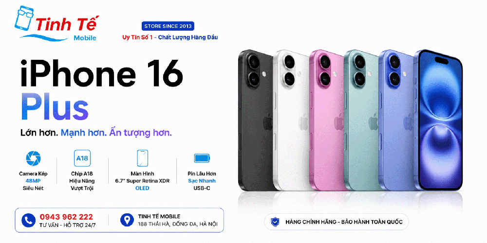 iPhone 16 Plus Cũ - Mới Giá Rẻ Ở Hà Nội (Chính hãng Bảo hành 1 năm)