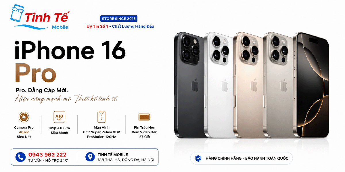 iPhone 16 Pro Cũ - Mới Giá Rẻ Nhất Hà Nội - Bảo hành 12 Tháng