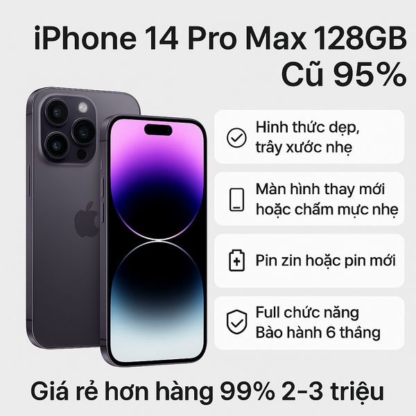 iphone 14 pro max 128gb cũ 95% tinhtemobile
