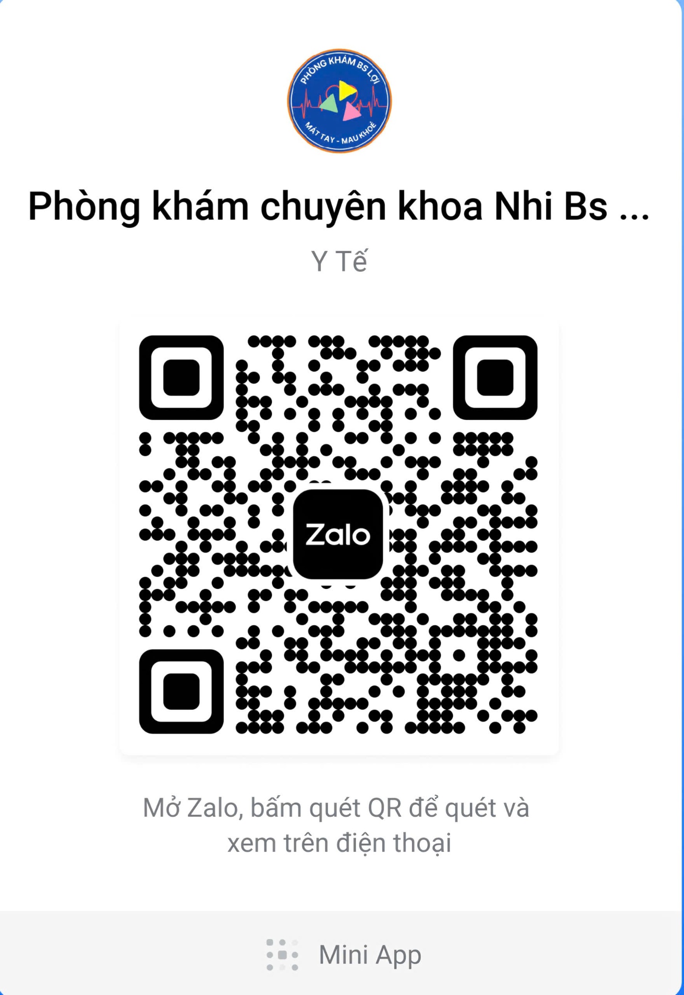 Phòng khám hoạt động trên Zalo OA, và mini app Zalo OA
