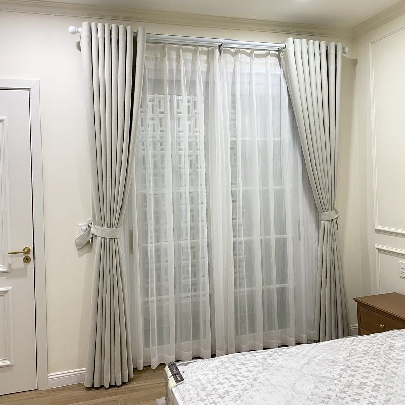 Rèm vải màu kem - Mã 3317