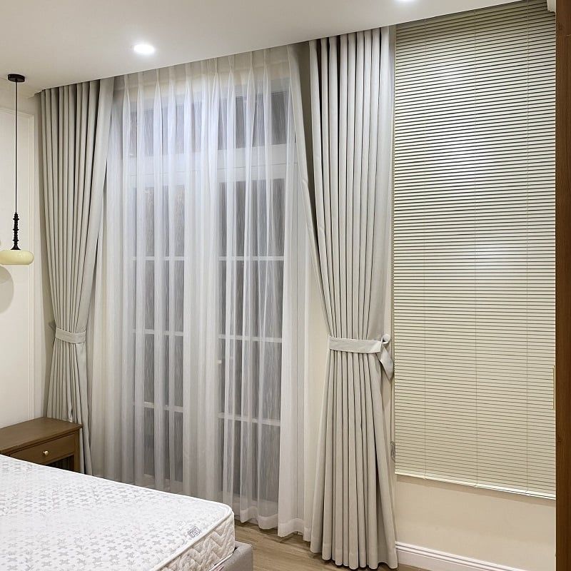 Rèm vải màu kem - Mã 3315