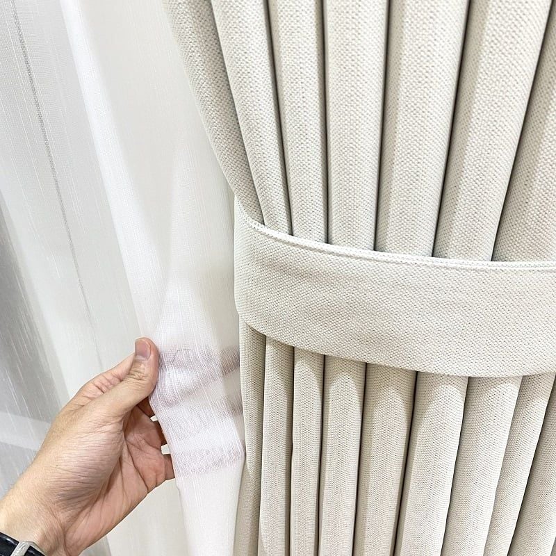 Rèm vải màu kem - Mã 3312