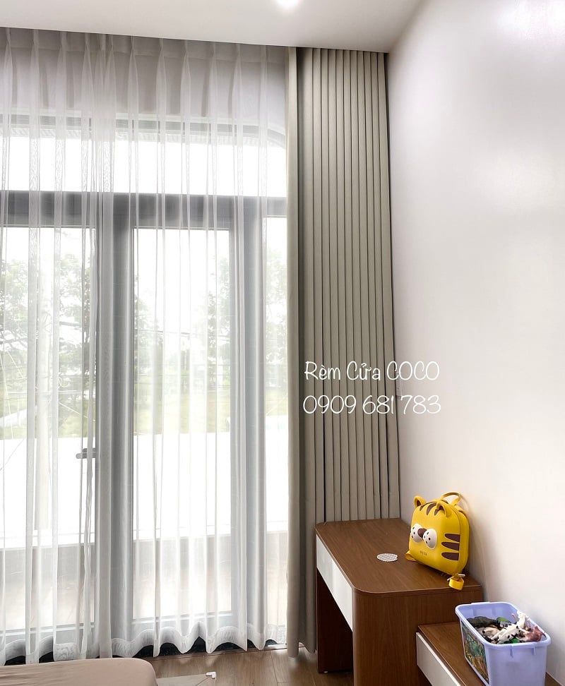 Rèm vải màu kem - Mã 366