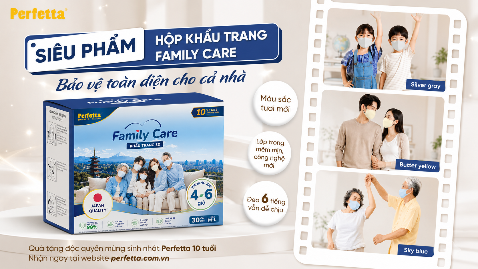 Perfetta Family Care – Khẩu Trang Chuẩn Nhật Cho Cả Gia Đình, Êm Ái Và Thời Trang