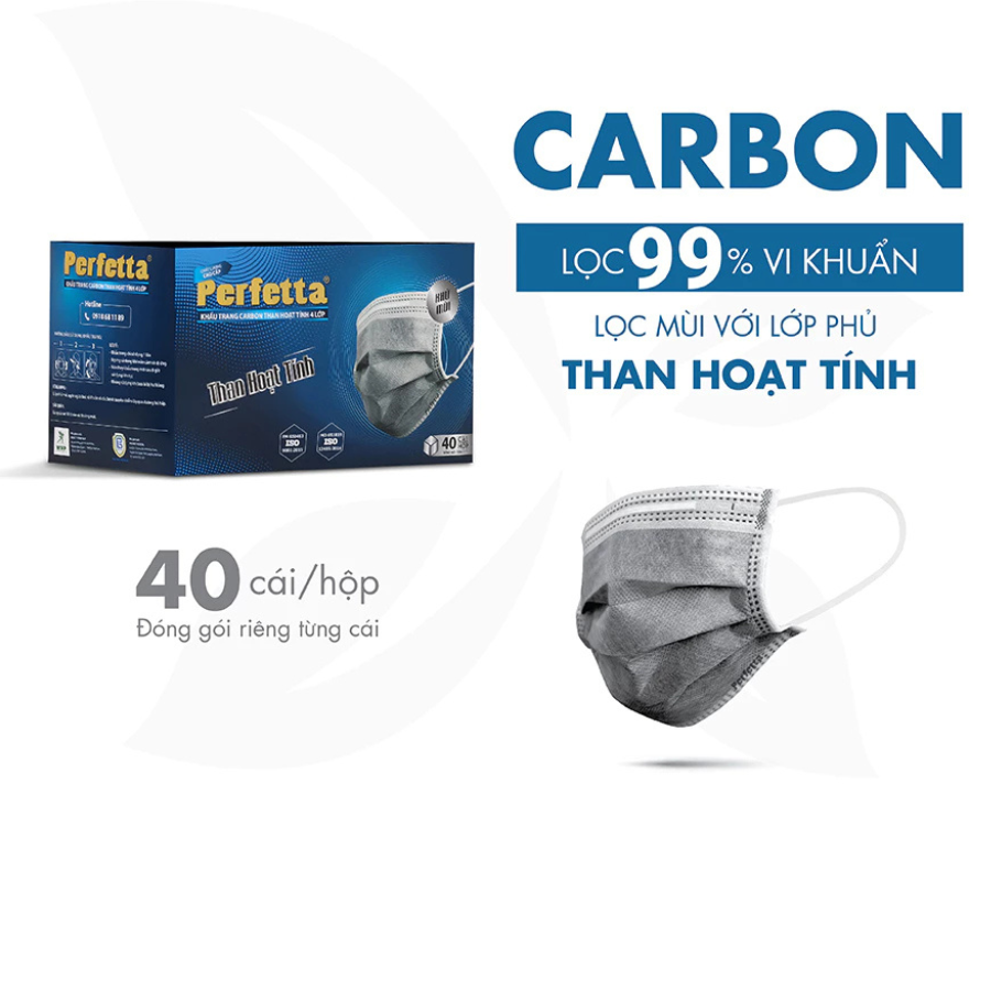 Khẩu trang Perfetta Carbon – Bảo vệ hô hấp, khử mùi toàn diện