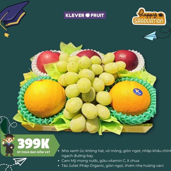 Hộp quà trái cây tone xanh tặng thầy cô