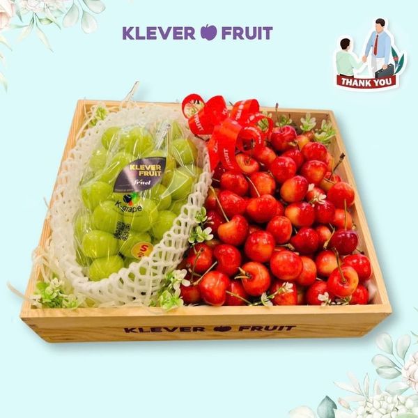 Hộp Quà Nho Sữa Shine Muscat Hàn Quốc Mix Cherry Vàng Cảm Ơn Sếp, Đối Tác, Đồng Nghiệp