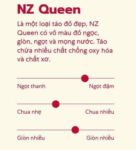 Đặc điểm hương vị của Táo Queen New Zealand