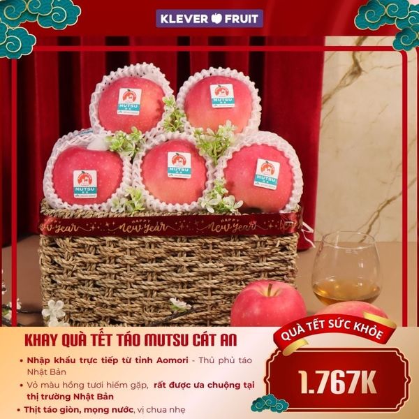 Giỏ Quà Tết 08 Trái Táo Mutsu Nhật Bản