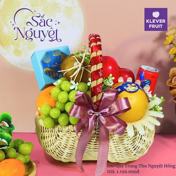 Giỏ Quà Trung Thu Tone Đỏ Ấm Áp – Nguyệt Hồng | Klever Fruit