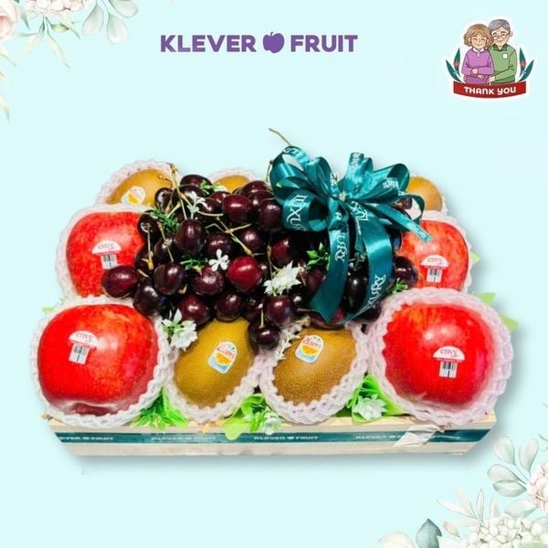 Hộp Quà Trái Cây Cảm Ơn Bố Mẹ Mix Cherry Đỏ và Kiwi Vàng