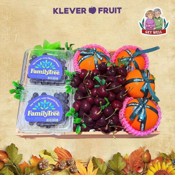 Hộp Quà Trái Cây Cherry Đỏ Mix Việt Quất Chúc Sức Khỏe Bố Mẹ