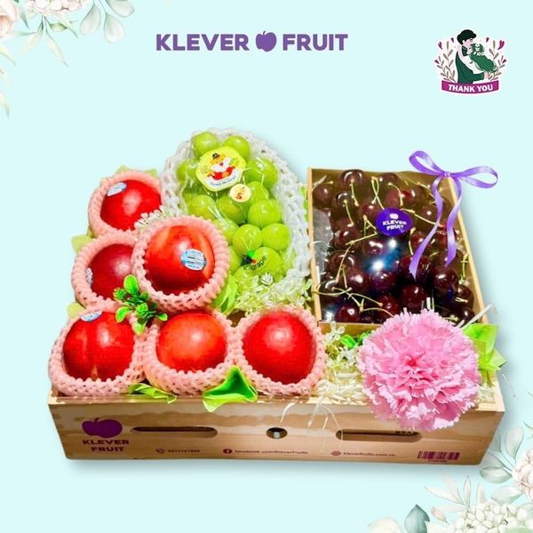 Hộp Quà Trái Cây Nho Hàn Mix Cherry Đỏ Cảm Ơn Người Yêu