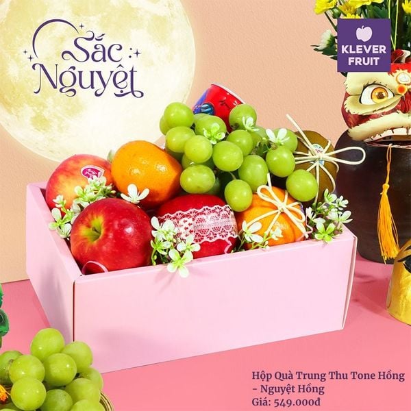 Hộp Quà Trung Thu Tone Hồng – Nguyệt Hồng Sang Trọng | Klever Fruit