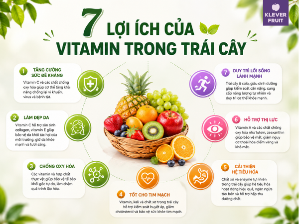 Vitamin trong trái cây: Lợi ích đối với sức khỏe và 10 loại trái cây giàu vitamin nhất