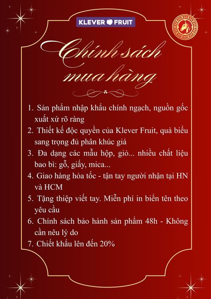 Chính sách cho khách hàng tại Klever Fruit