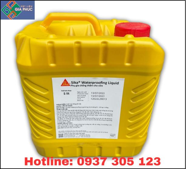 SIKA WATERPROOFING LIQUID 5L (PHỤ GIA CHỐNG THẤM VỮA)