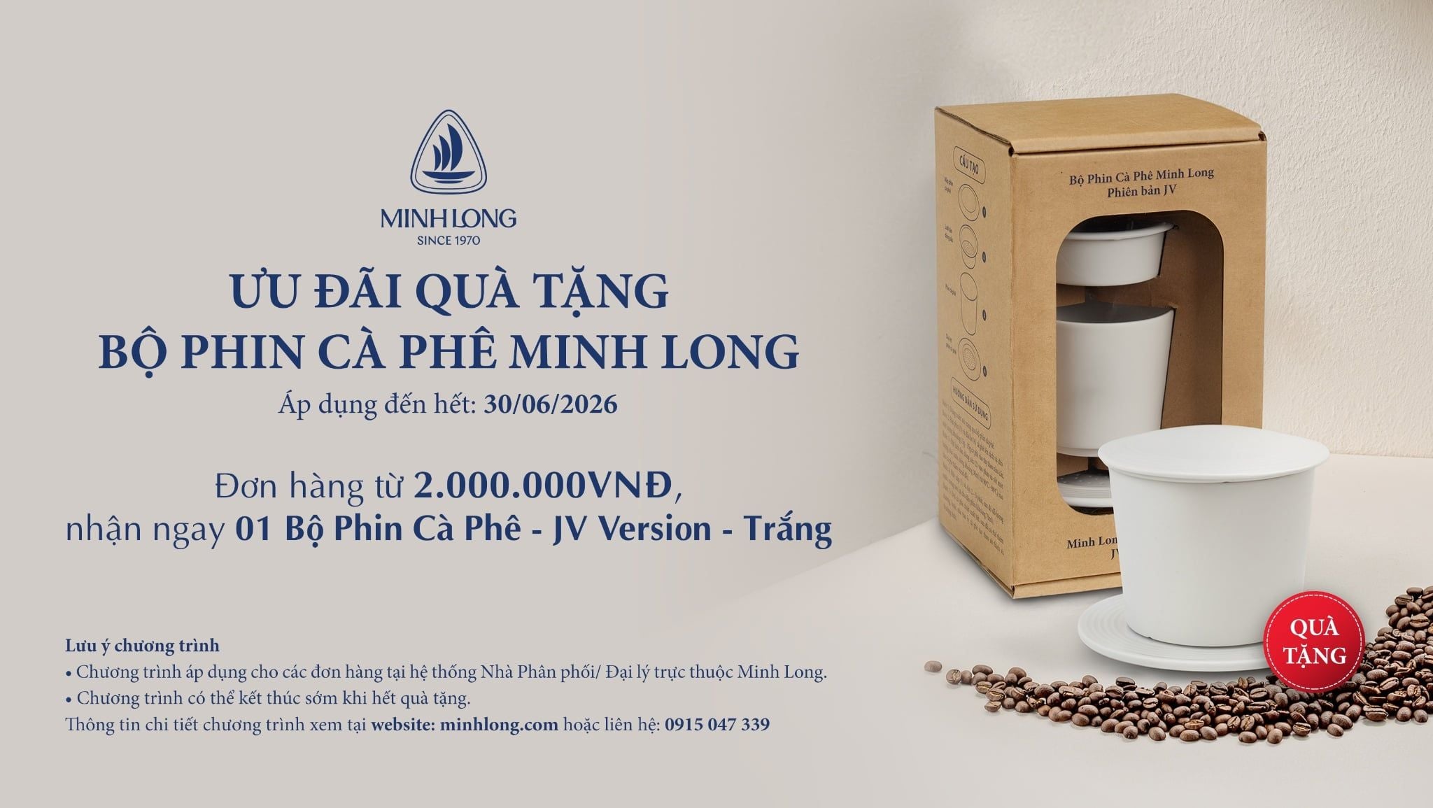 QUÀ TẶNG PHIN CÀ PHÊ SỨ JV MINH LONG