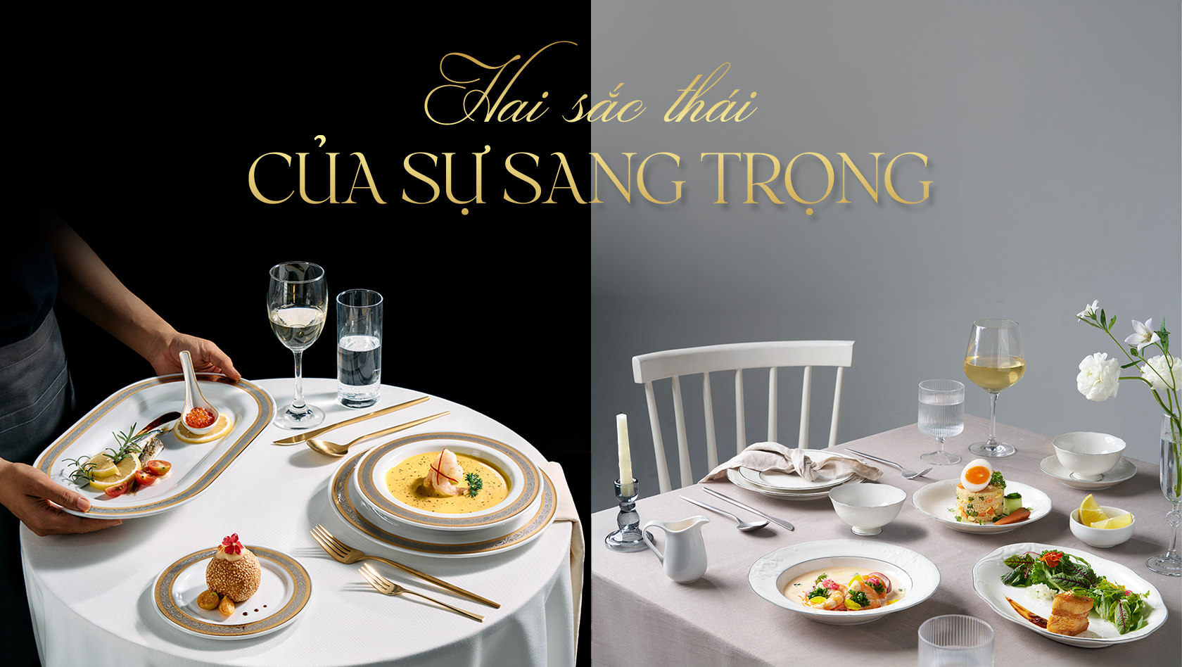 HAI SẮC THÁI CỦA SỰ SANG TRỌNG: KHI VÀNG VÀ BẠCH KIM ĐỊNH HÌNH BÀN TIỆC HIỆN ĐẠI