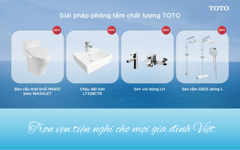 TOTO VIỆT NAM CUNG CẤP GIẢI PHÁP TỔNG THỂ: PHÒNG TẮM CHẤT LƯỢNG TOTO VỚI LOẠT SẢN PHẨM MỚI: TRỌN VẸN TIỆN NGHI CHO MỌI GIA ĐÌNH VIỆT